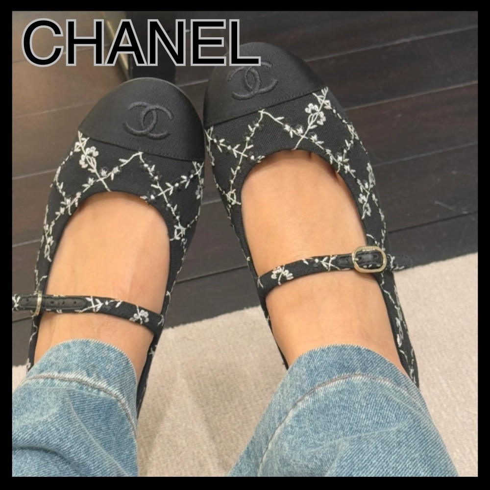 【25P/おしゃれな花柄♪】CHANEL メリージェーン