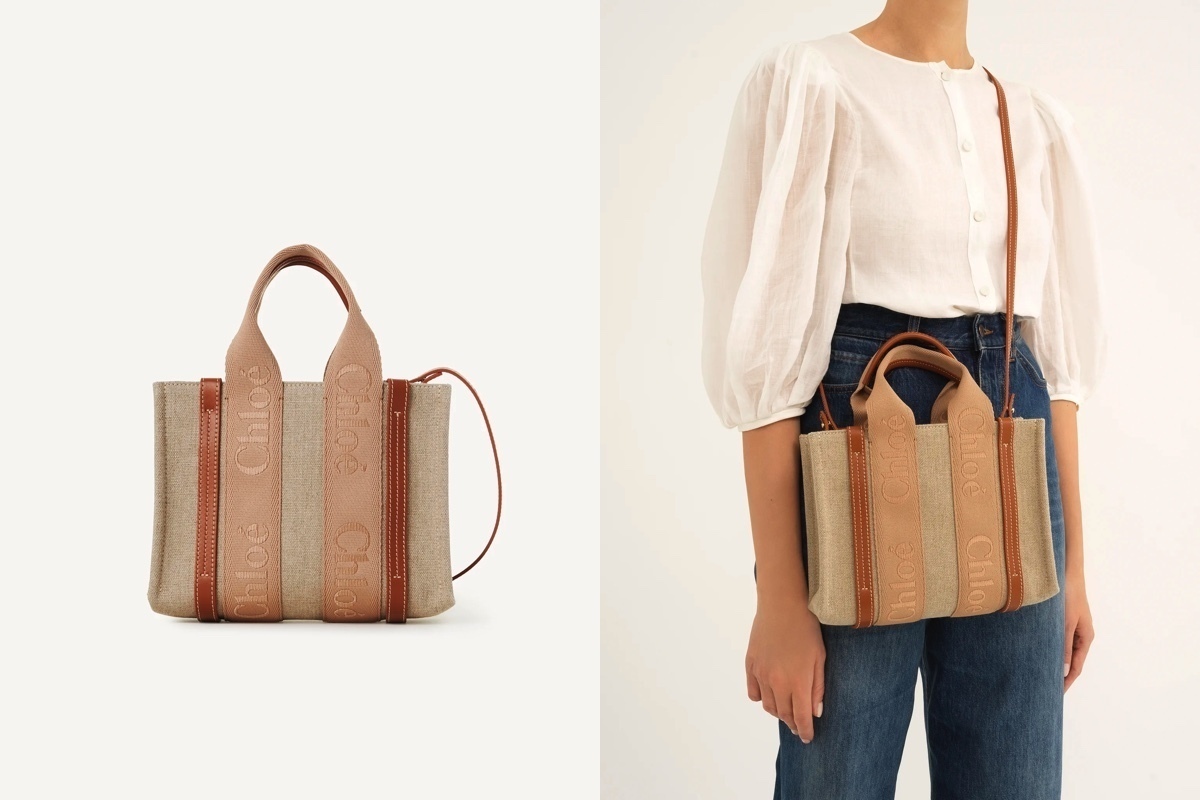 CHLOE「WOODY」スモール 2WAYトートバッグ Soft Tan