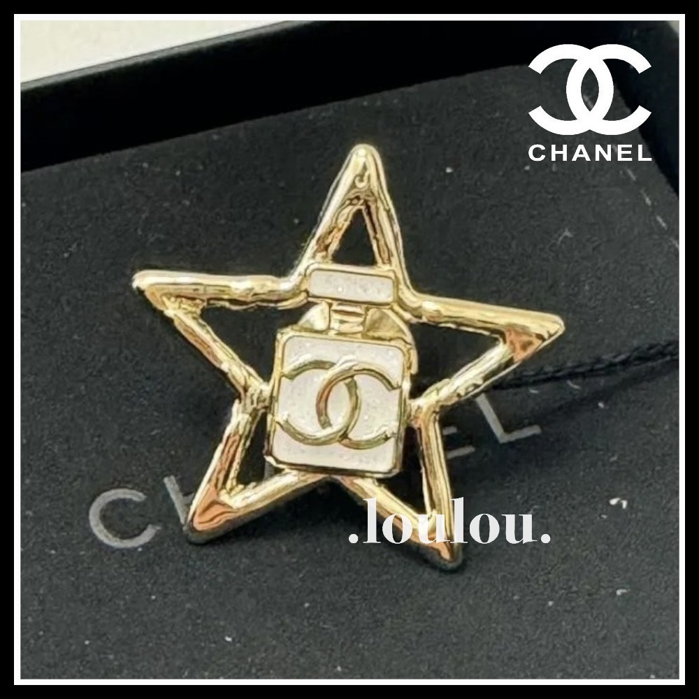 【香水ボトルのCCロゴに星モチーフ☆】CHANEL ブローチ