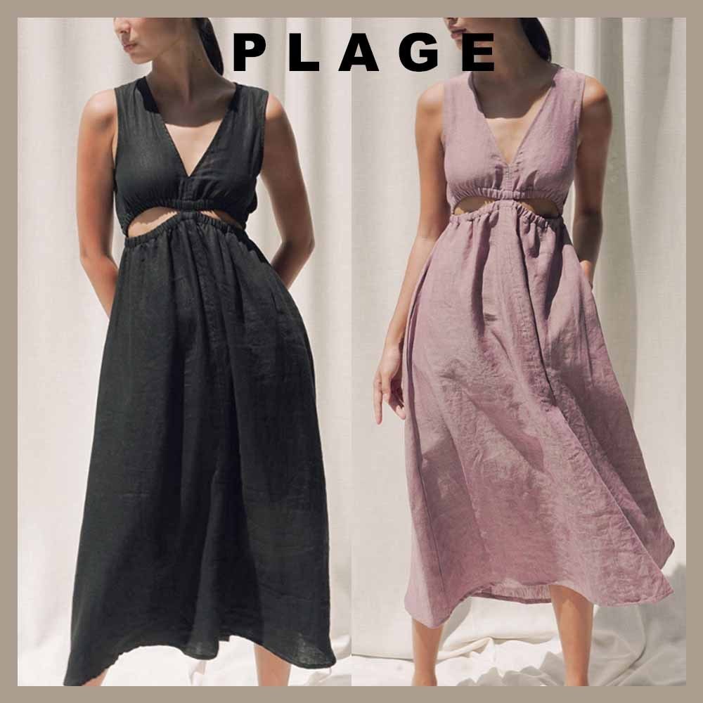 【PLAGE】Linen cutout dress☆韓国☆リゾート ワンピース