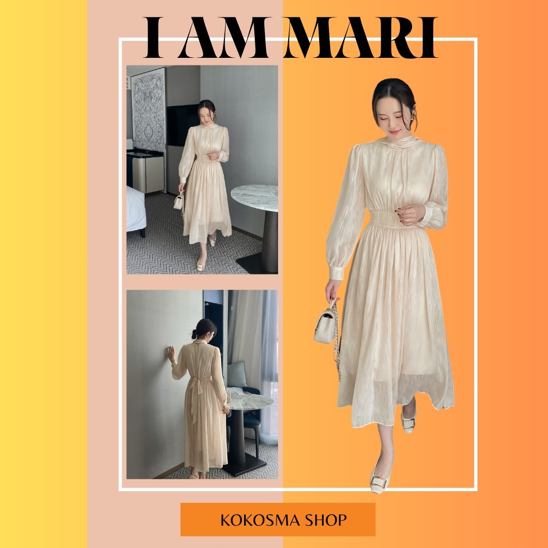 ワンピース [I AM MARI] Etp chiffon shirring tie one-piece