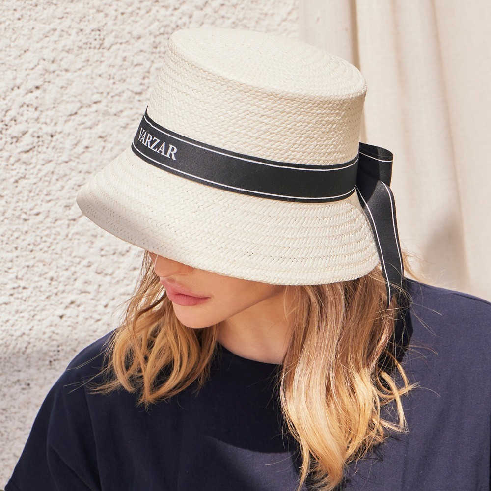 帽子・その他 VARZAR Ribbon Paper Bucket Hat Cream