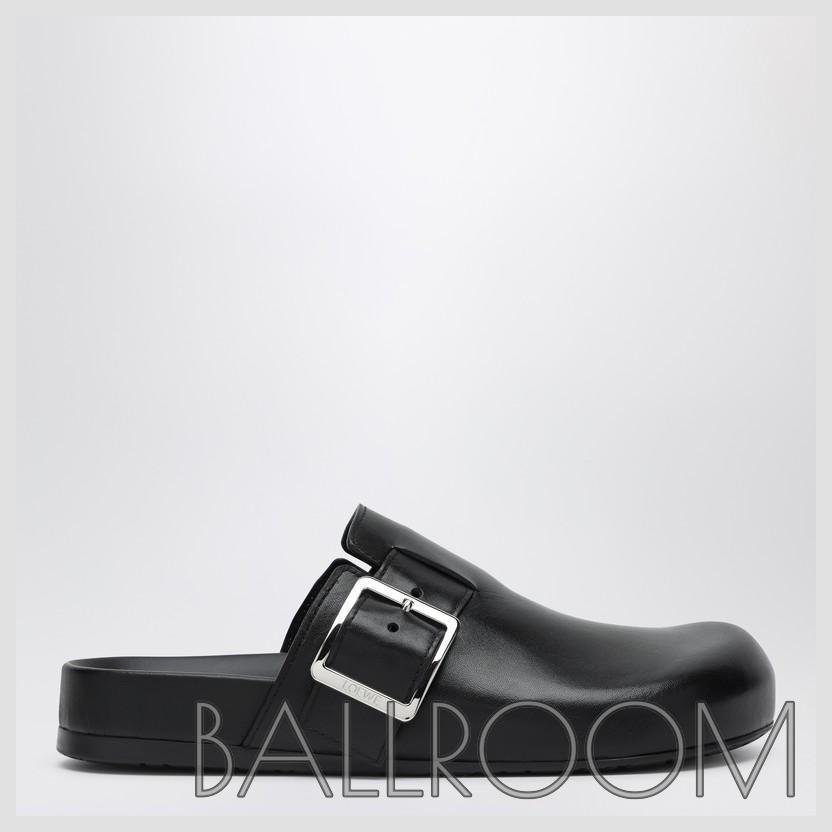 サンダル・ミュール LOEWE BLACK LEATHER SABOT EASE BUCKLE