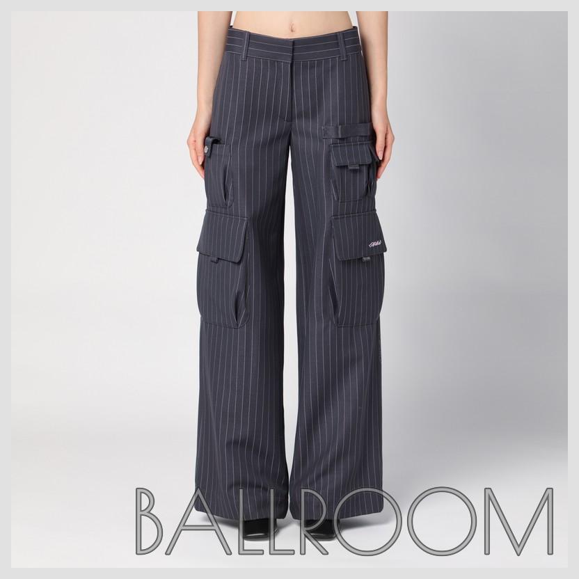 パンツ OFF-WHITE WIDE GREY PINSTRIPE CARGO TROUSERS
