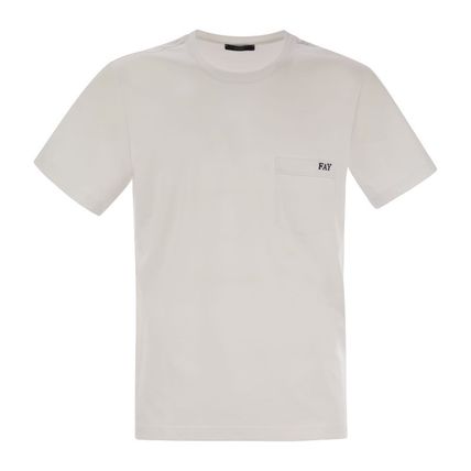 Tシャツ・カットソー FAY Men T Shirts NPMB3481330UCXB001 White FAY T-SHIRT EMBROIDERY ON CHEST Man White | Mascheroni Store