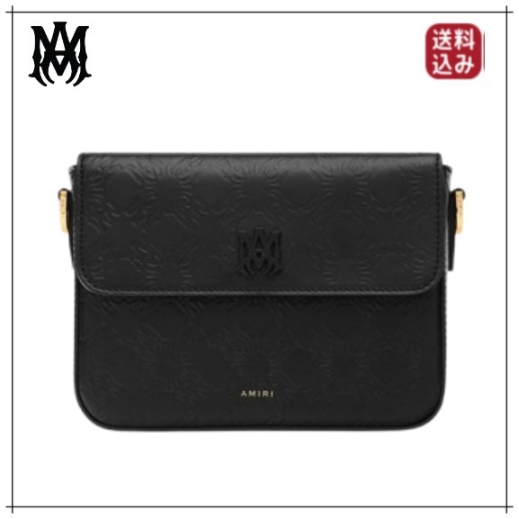 （US発）AMIRI レザーモノグラム クロスボディバッグ
