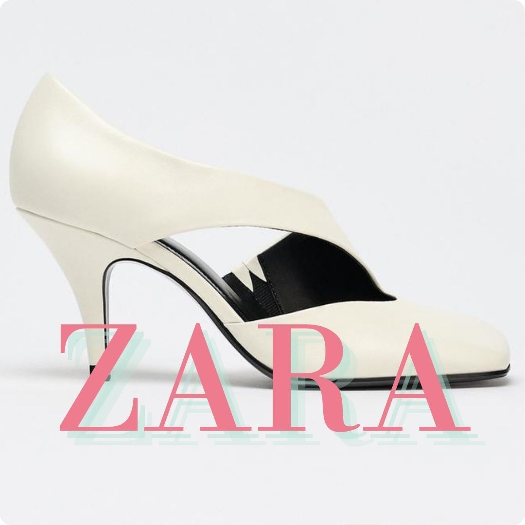 ZARA アシンメトリーレザー ハイヒールシューズ 1281/410