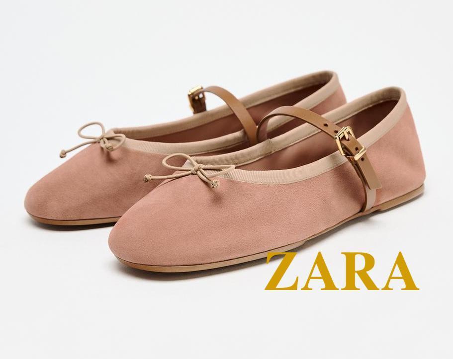 ☆ドイツ発*ZARA*新作*本革スエードバレエシューズ/PINK☆