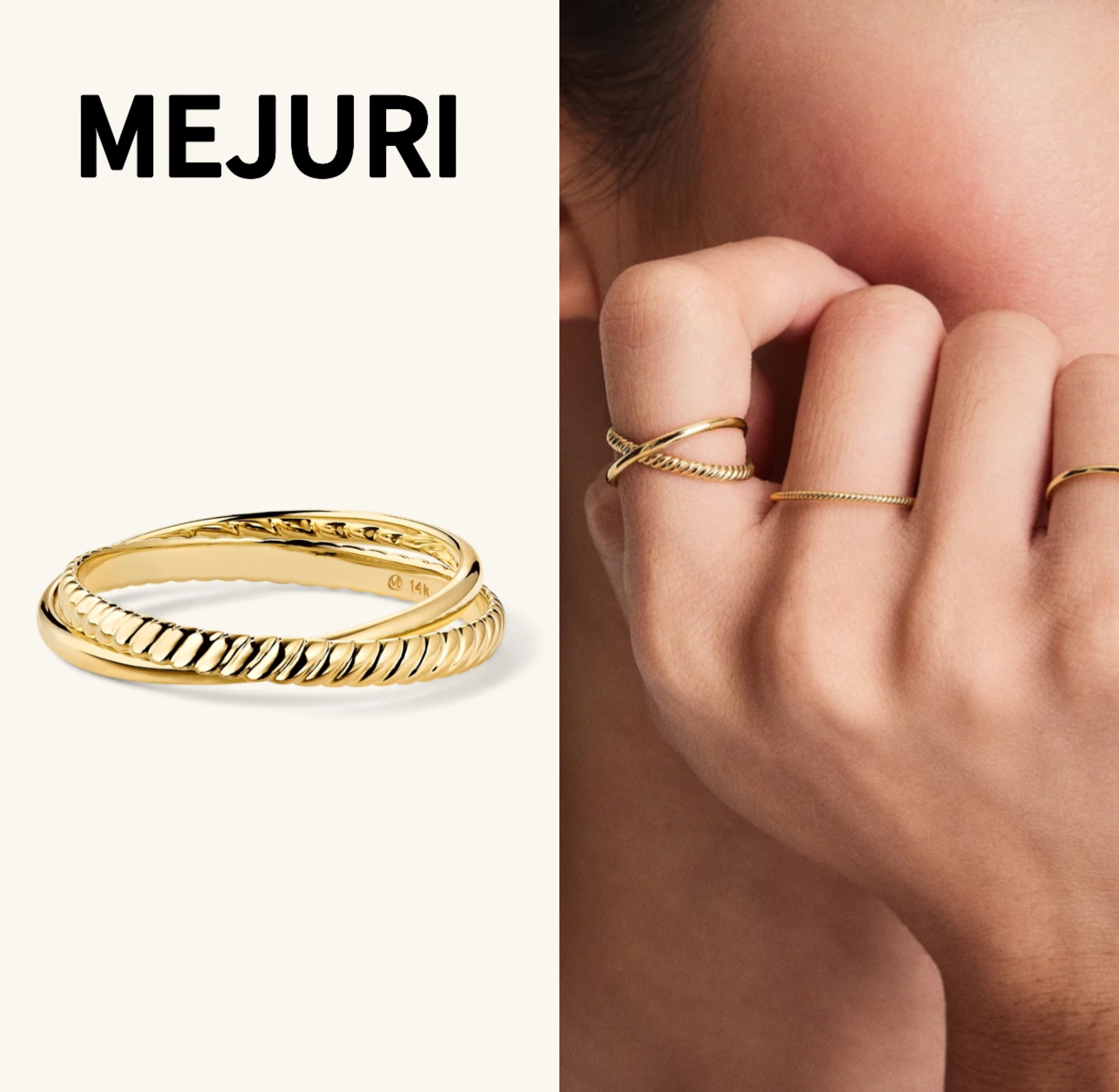 【MEJURI】14Kゴールド Duo Ring デュオ リング