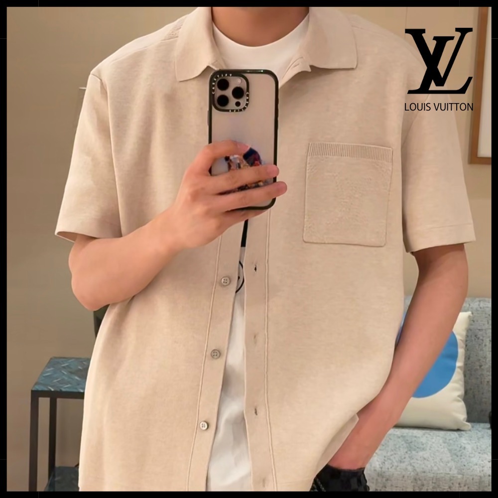 【上品なカジュアルに】Louis Vuitton モノグラム ニットシャツ
