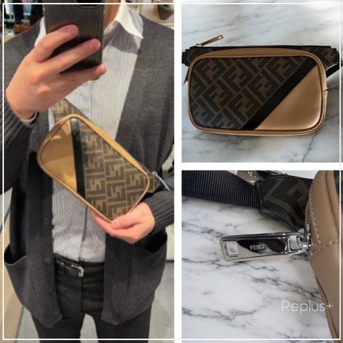 【Fendi】ダイアゴナル ベルトバッグ FFロゴ ボディバッグ 2way