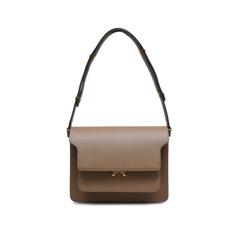 ショルダーバッグ・ポシェット Marni Medium Saffiano Leather Trunk Bag Brown