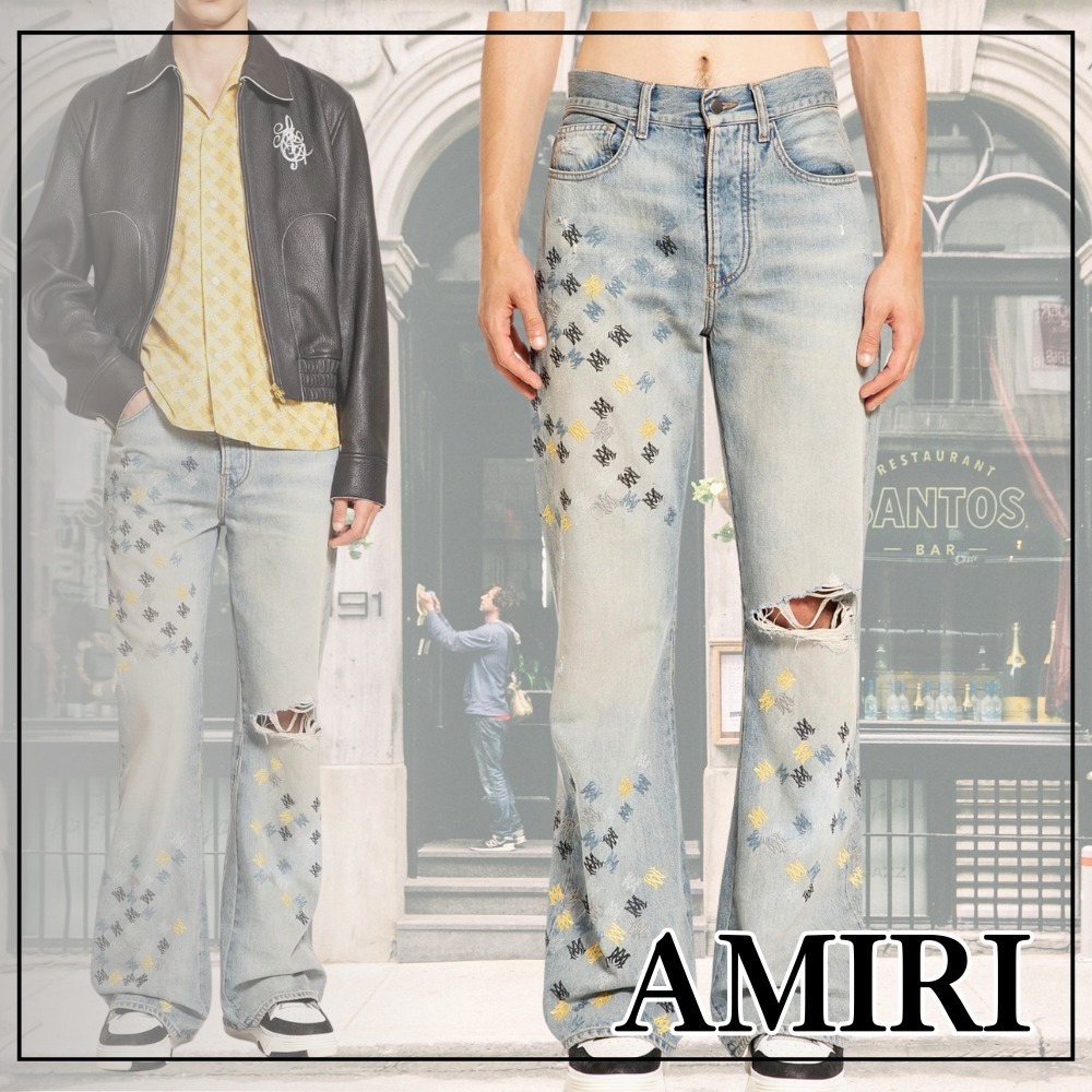 自分だけのスタイル】AMIRI Ma Quad 刺繍入りフレアジーンズ