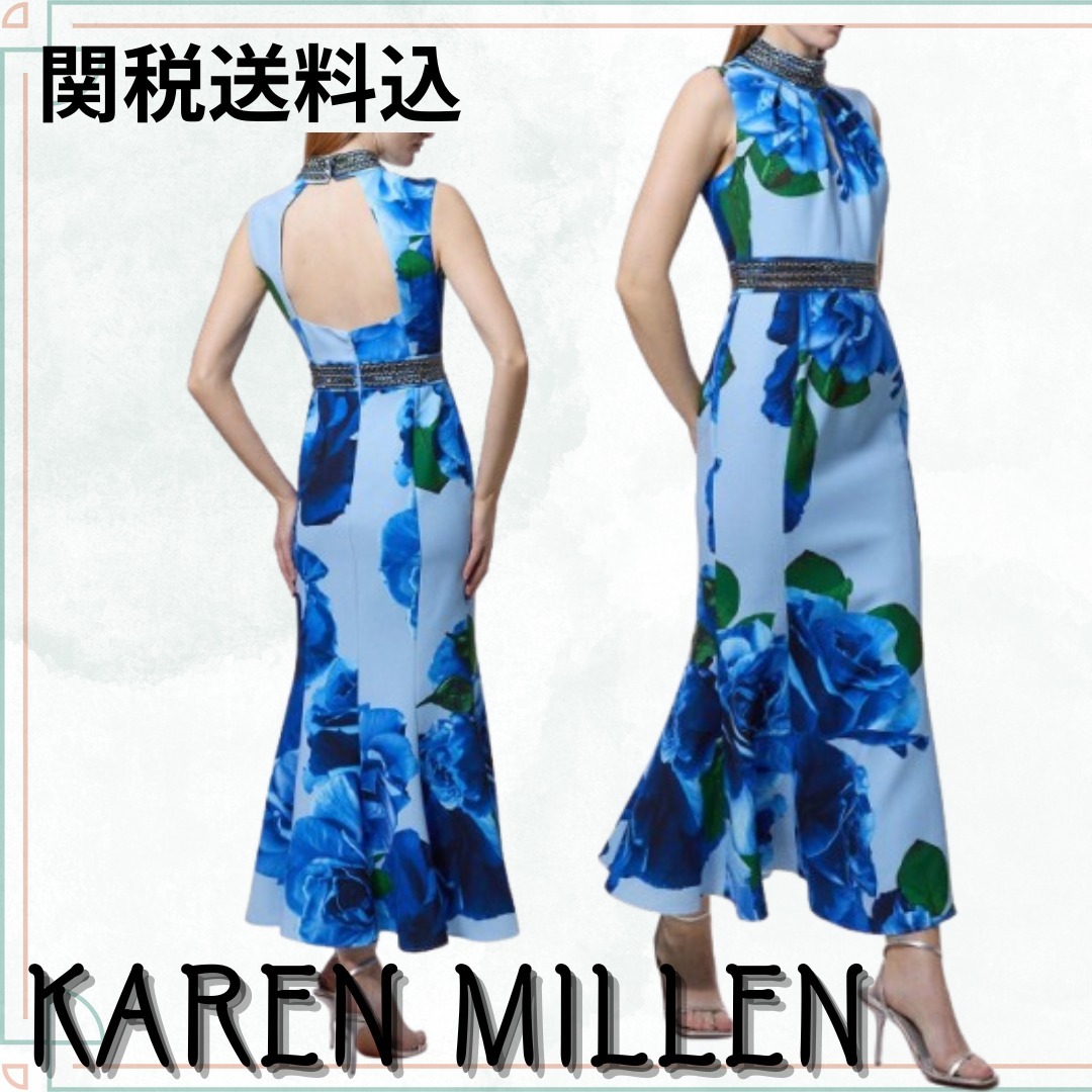 関税送料込【KAREN MILLEN】ディアマンテトリムマキシドレス