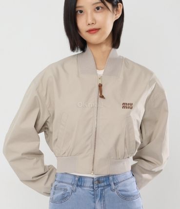 Miu Miu ミュウミュウ ブルゾン アイボリー 2138824E0044 M MiuMiu(ミュウミュウ) ブルゾン(レディース) - 海外通販のBUYMA
