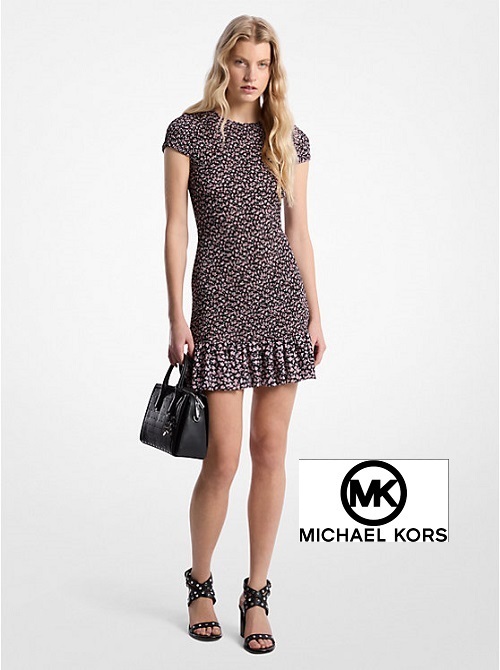 MICHAEL KORS スモックフローラルプリントジョーゼットドレス