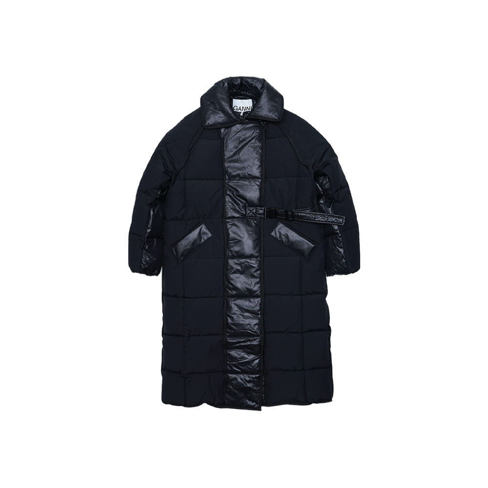 ジャケット Ganni Women's Oversized Mixed Puffer Coat Black F8484-099