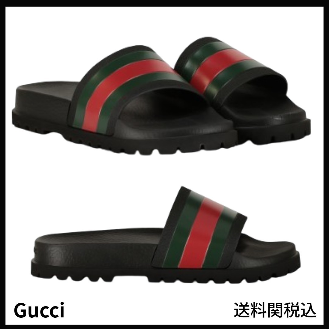 送料関税込み★GUCCI★ストライプウェブスライドサンダル