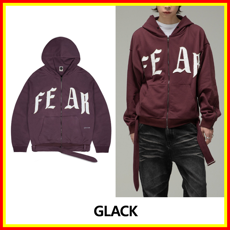 [GLACK] FEAR BELTED ZIP UP HOODIE /追跡付