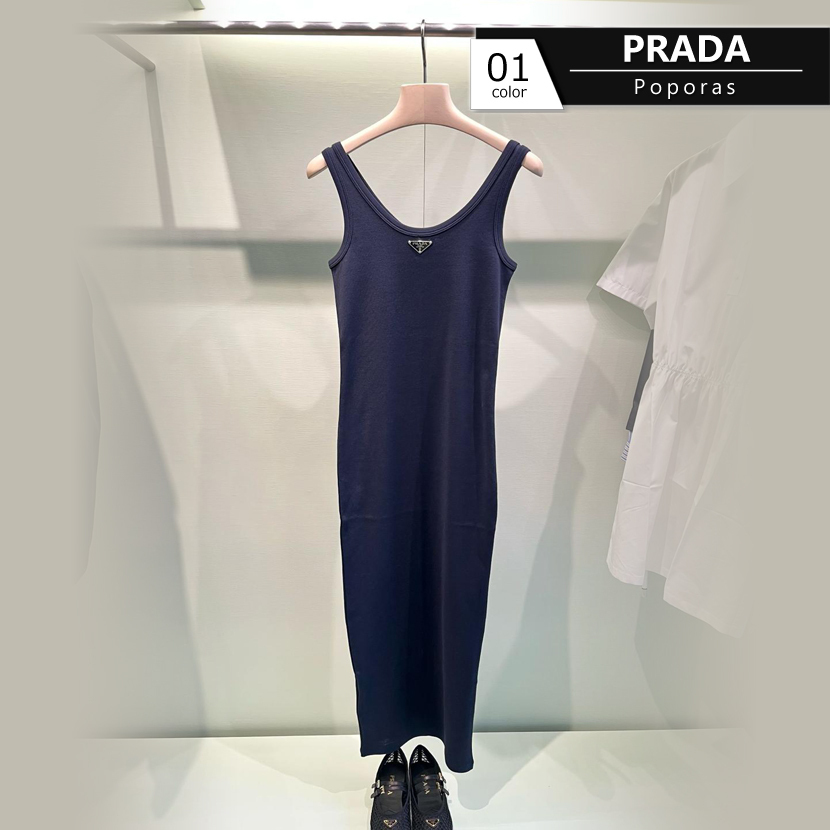 エフォートレス【PRADA】リブニット スリムフィット ワンピース