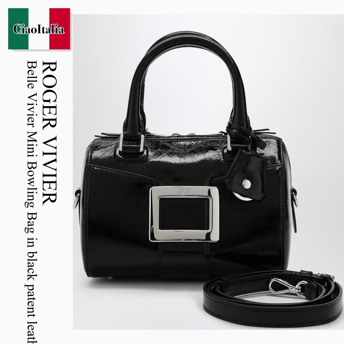 ショルダーバッグ・ポシェット Roger Vivier Belle Vivier Mini Bowling Bag In Black Patent L