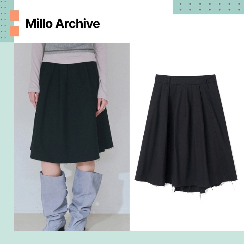 MILLO ARCHIVE ♥ Cut-off Pleated Skirt /追跡付
