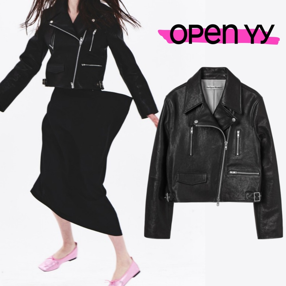 レザージャケット・コート [OPEN YY] ZIPPED BIKER JACKET : BLACK