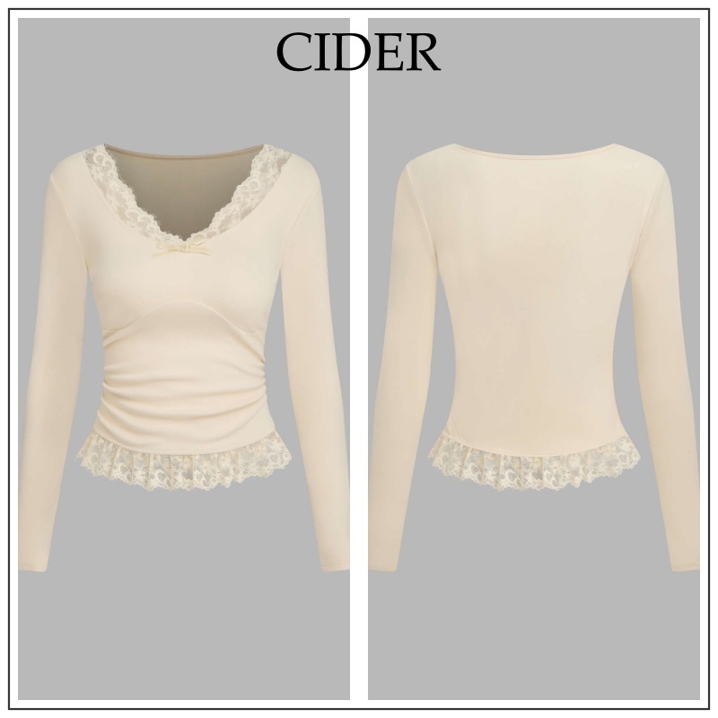Cider◆Vネック レーストリム リボン トップス【送料込み】