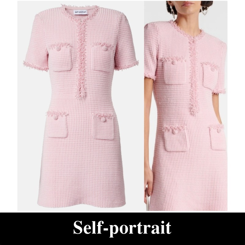 関税込【Self-portrait】Embellished knitted minidress
