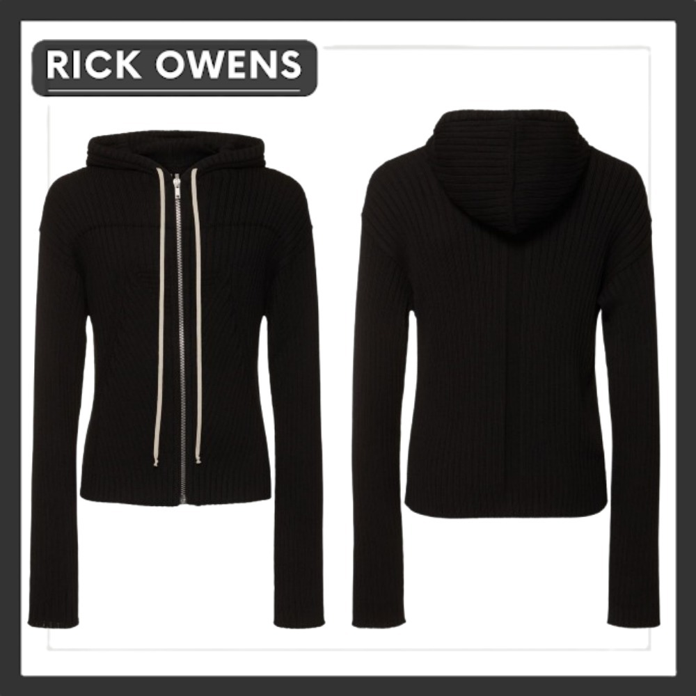 関税送料込み■Rick Owens■Zipped cotton hoodie