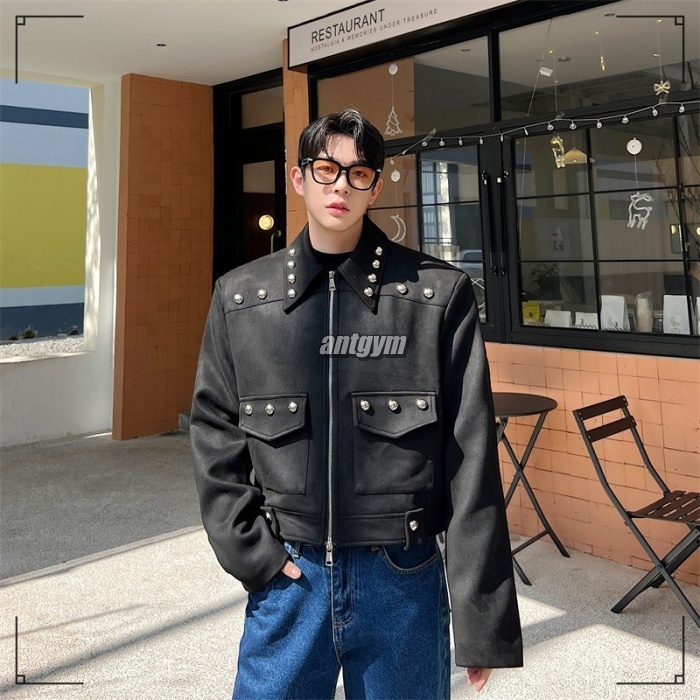 ジップアップ ショートジャケット M〜XL スタッズ