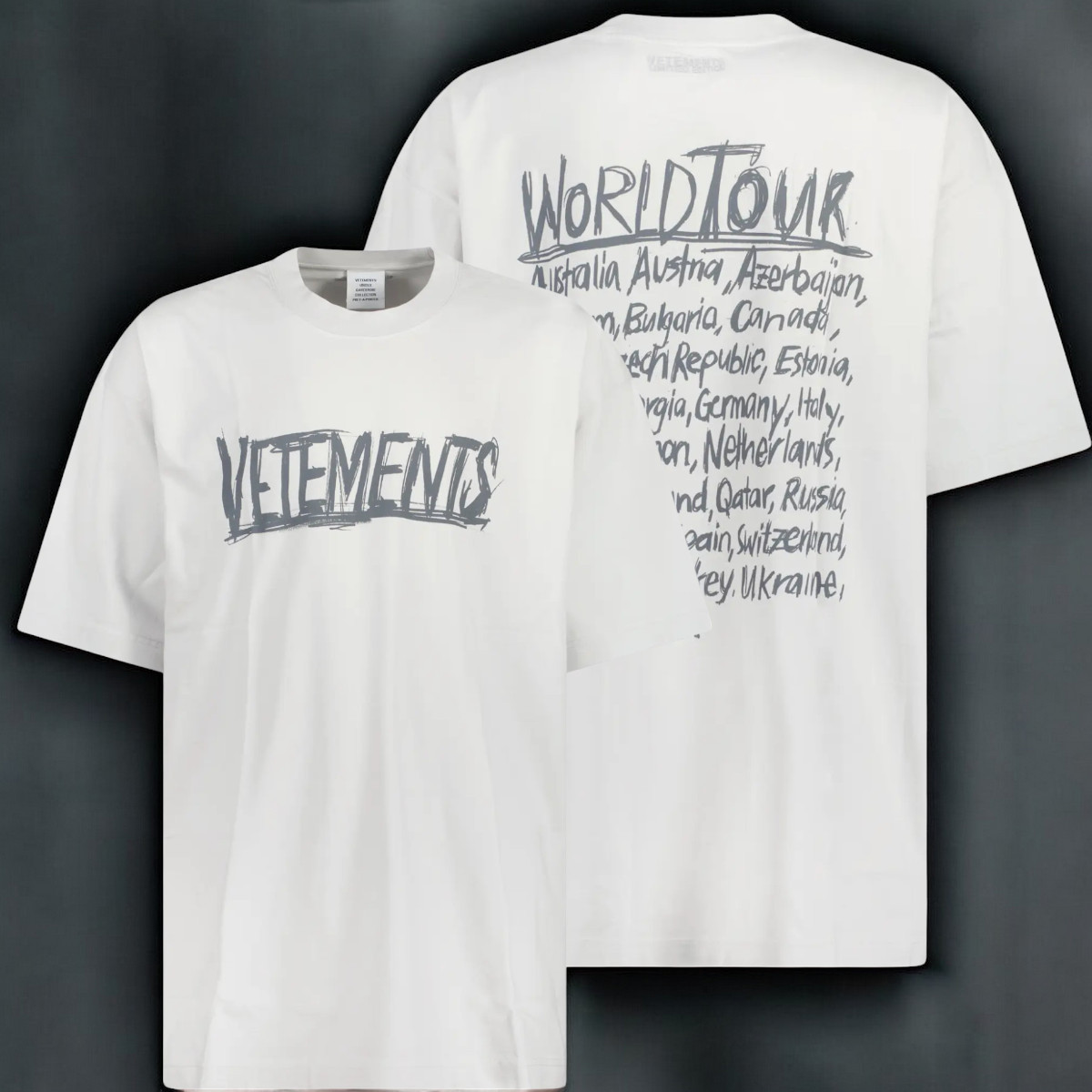ヴェトモン ワールドツアー ロゴ Tシャツ ベージュ / デニムに