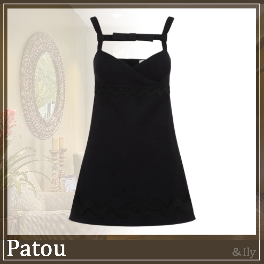 【送関込】Patou☆コットンツイード ボウネック ミニドレス
