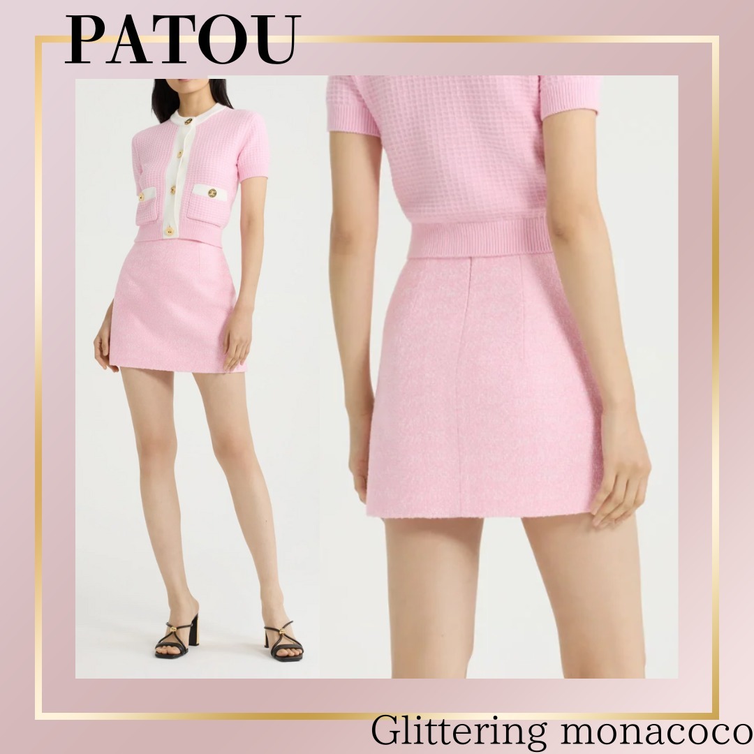 国内発送*PATOU*ライトウェイト コットン ツイード ミニスカート
