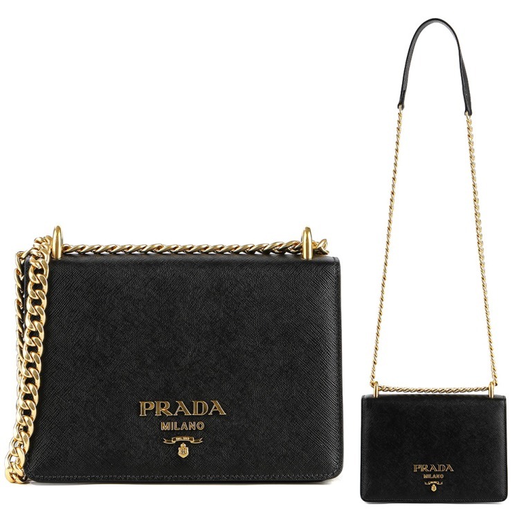 PRADA☆25SS ロゴ チェーン カーフスキン ショルダーバッグ