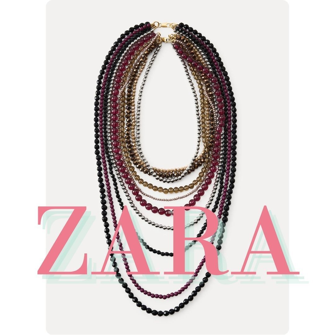ZARA マルチビーズネックレス2本セット 4736/038