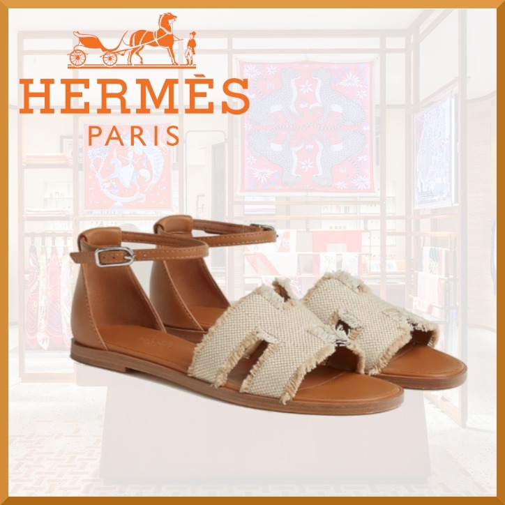 【ほつれ加工が可愛い☆】HERMES サントリーニサンダル