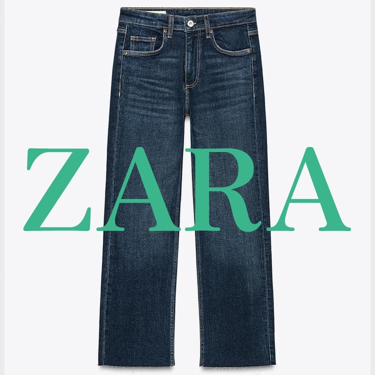 【ZARA】TRF CROPPED FLARE ハイライズデニムパンツ ブルー