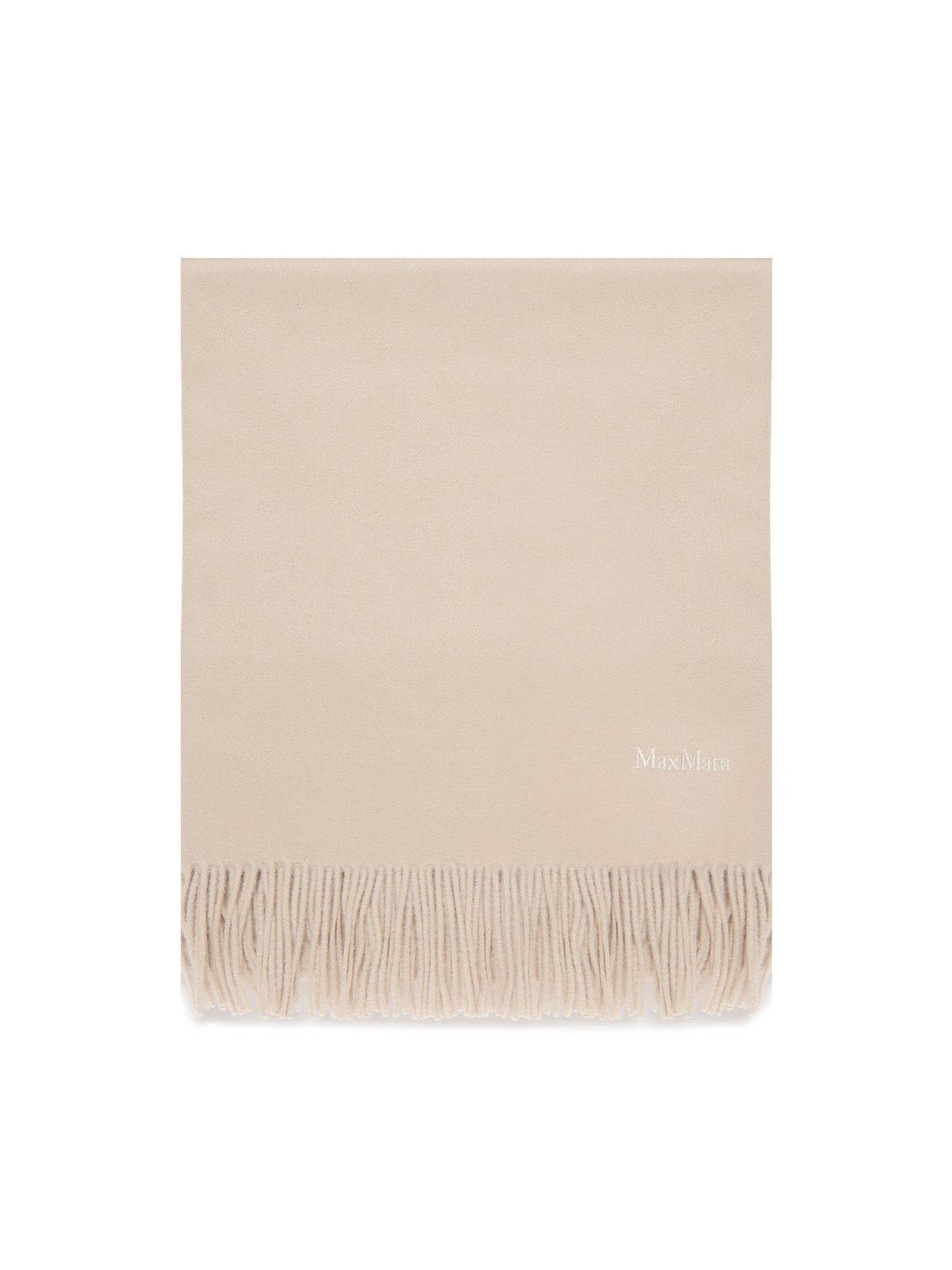 【送料&関税込】Max Mara Logo Embroidered Fringed Scarf