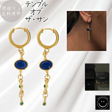 テンプルオブザ・サン★9K ブルー サファイア フープ ピアス K18YGブルートパーズ/サファイア/ダイヤモンドピアス