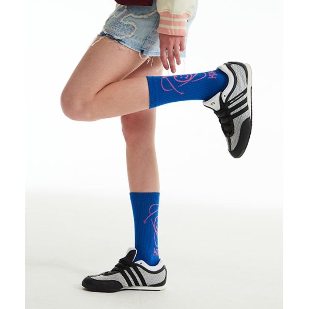 ☆KIRSH☆ Doodle Cherry Planet Graphic Socks Blue