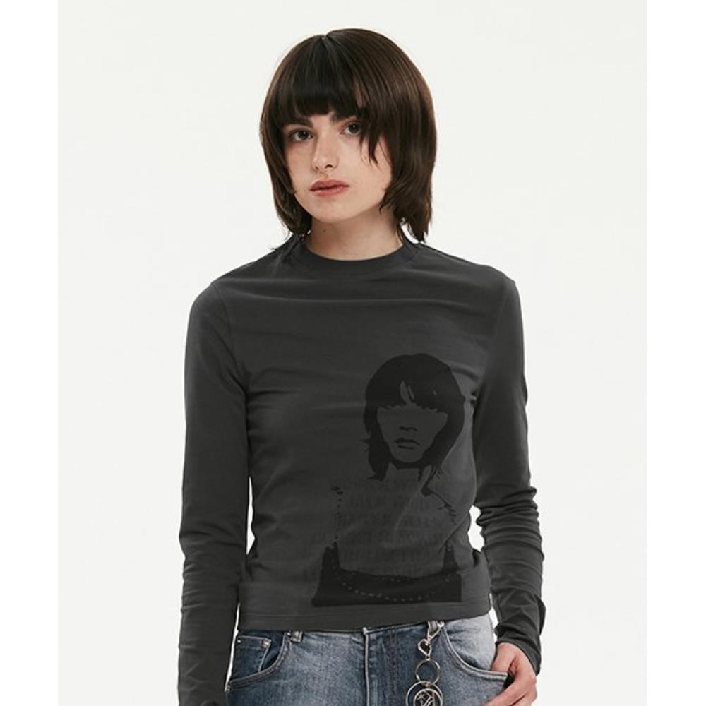 ☆KIRSH☆ Kirsch Cinema Graphic Long Sleeve T-Shirt Charcoal