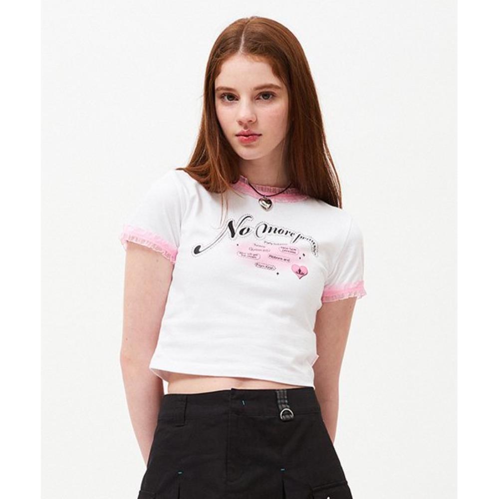 ☆KIRSH☆ Cherry Hotfix Lace Crop T-Shirt White