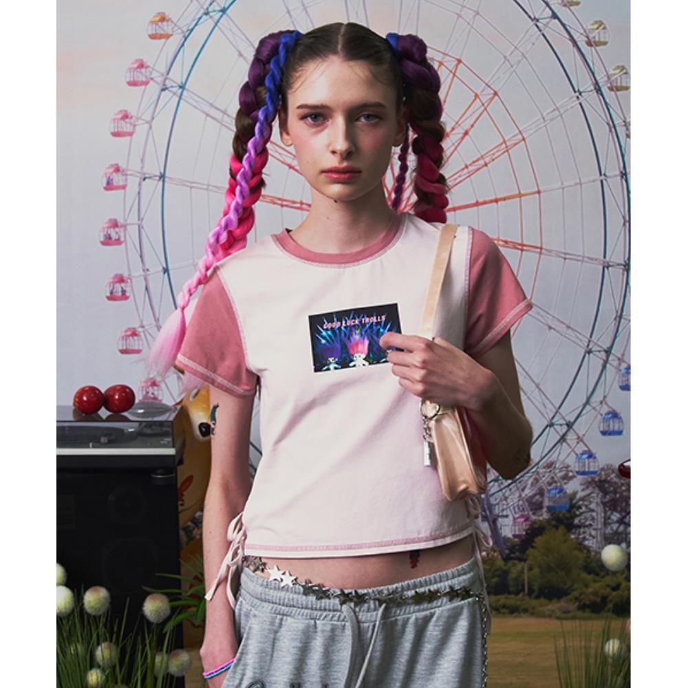 ☆KIRSH☆ Trolls Color Block Slim Fit T-Shirt Light Pink