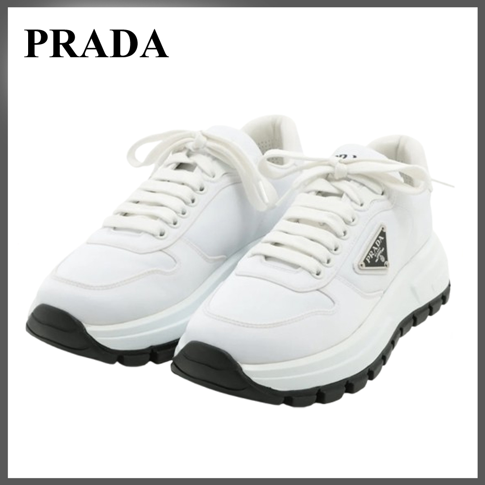 PRADA スニーカー 1E804M レディース 37レザー ホワイト
