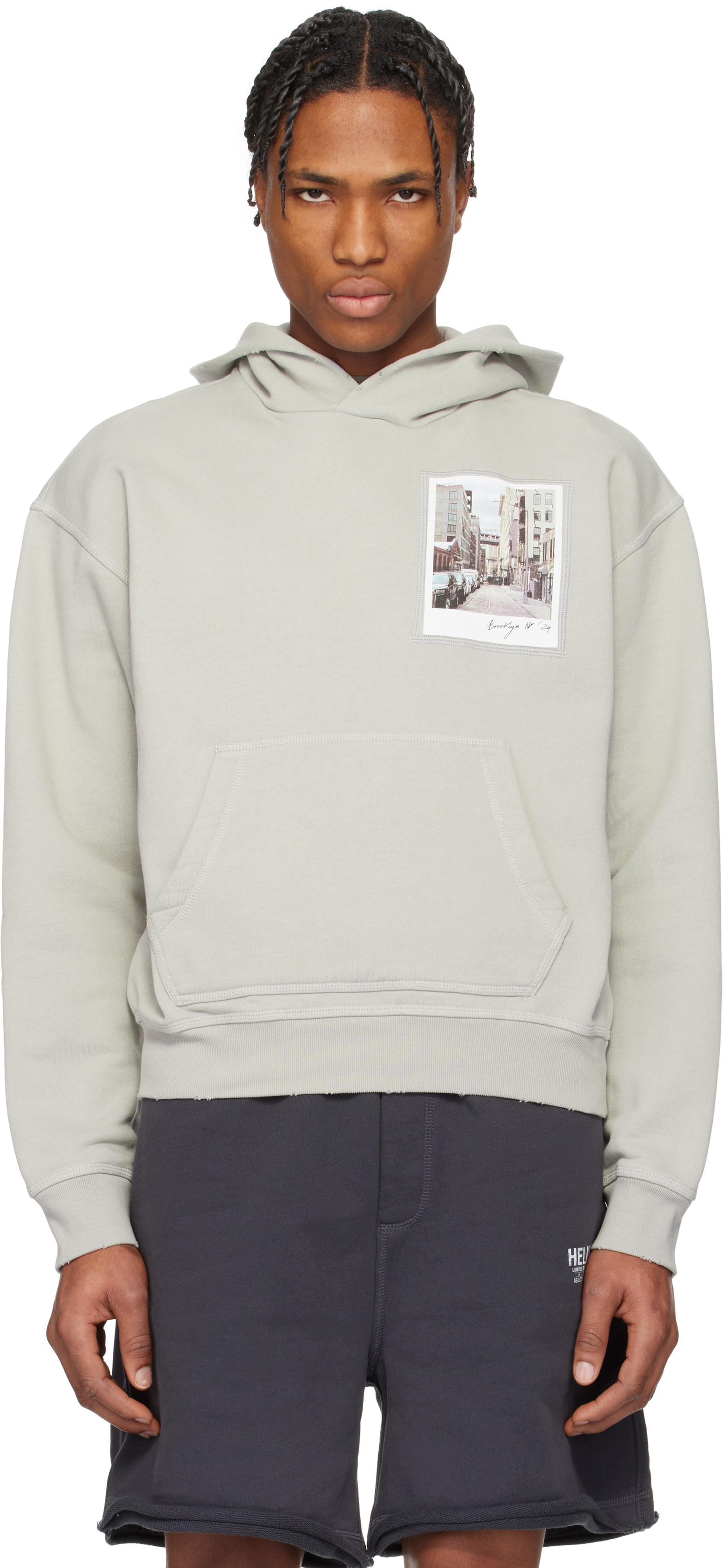 【関税込み】Helmut Lang グレー Brooklyn Postcard フーディ