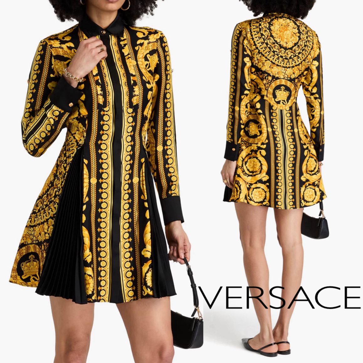 プリント柄★シルク★シャツワンピース★ VERSACE