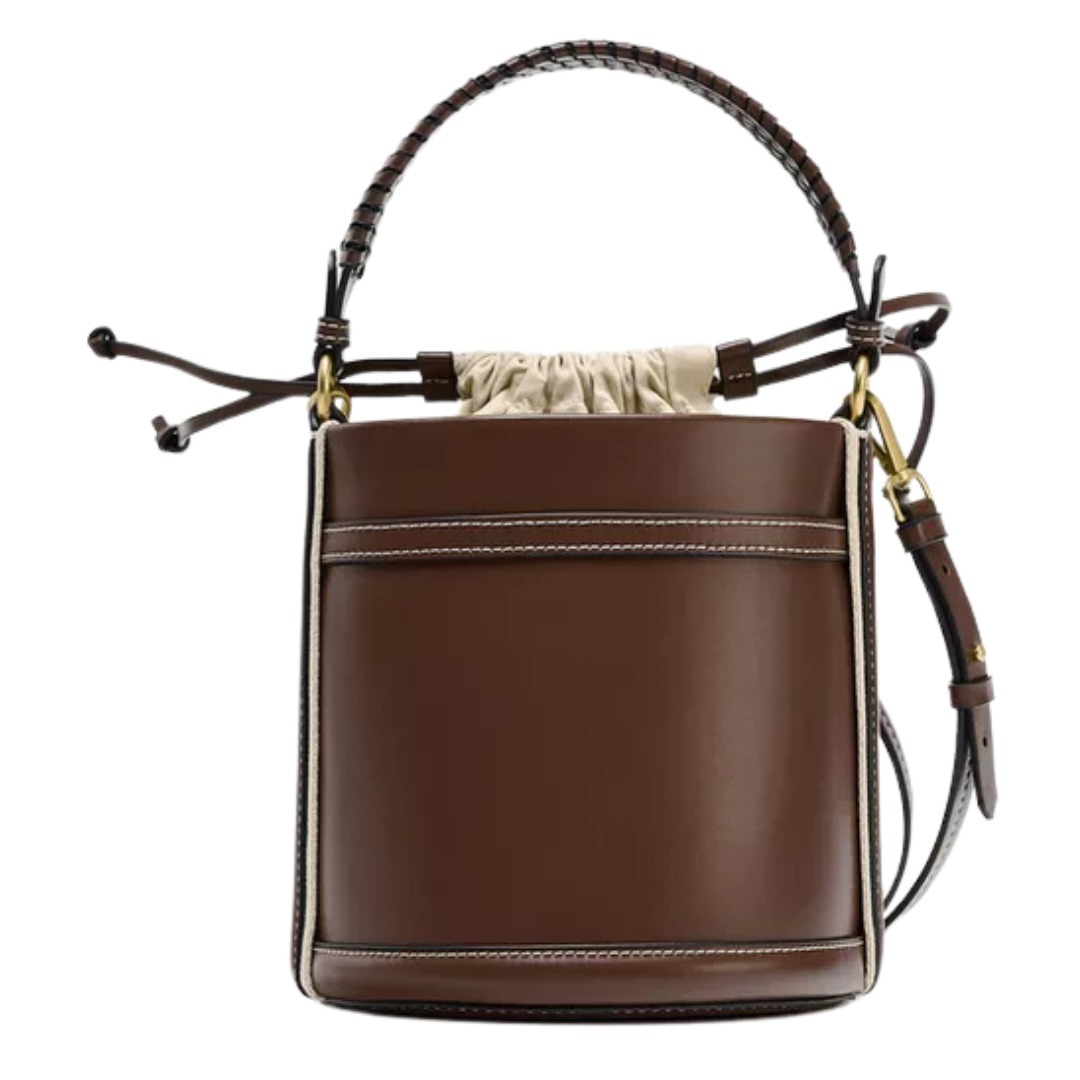 スペイン発送 ZARA ダブルハンドルバケット ブラウン カジュアル スペイン発送 ZARA ダブルハンドルバケット ブラウン カジュアル