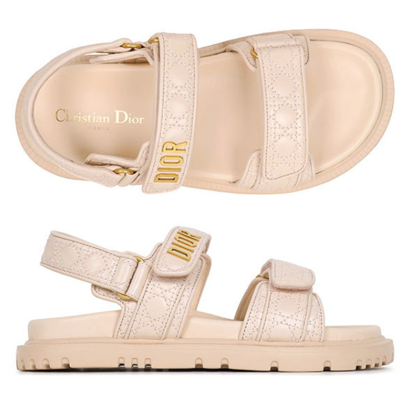DIOR☆24FW キルティング ダブルストラップ レザー サンダル