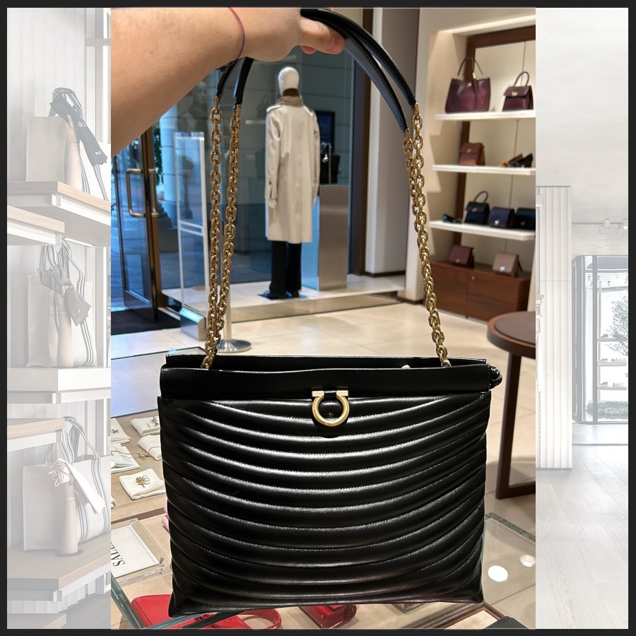 直営店☆Ferragamo☆キルティング チェーン ショルダーバッグ